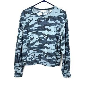 Michael‎ Stars Size Small Blue Camo Pullover Style Lightweight Sweater Top Shirt